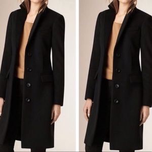 Burberry wool cashmere tailored black coat